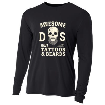 Awesome Dads Have Tattoos & Beards Cooling Performance Long Sleeve Crew