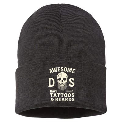 Awesome Dads Have Tattoos & Beards Sustainable Knit Beanie