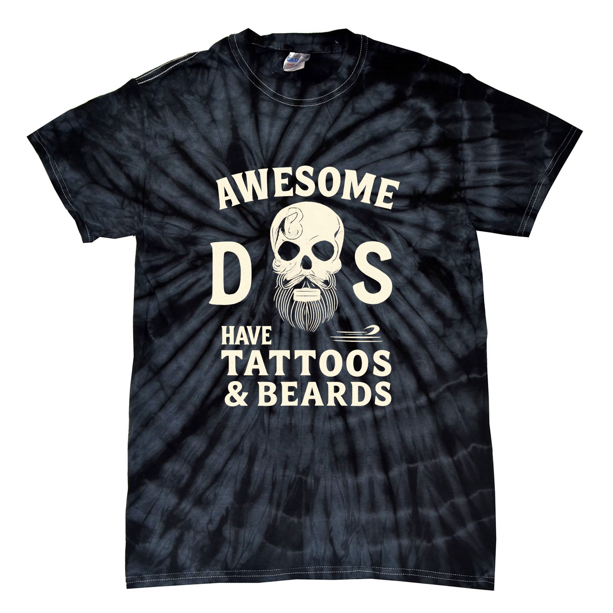 Awesome Dads Have Tattoos & Beards Tie-Dye T-Shirt