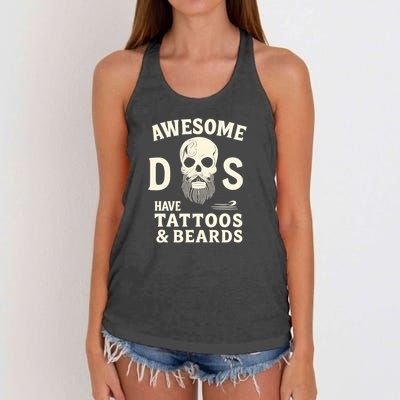 Awesome Dads Have Tattoos & Beards Women's Knotted Racerback Tank