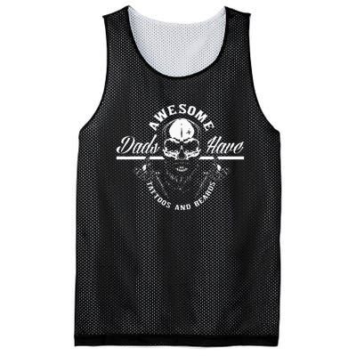 Awesome Dads Have Tattoos And Beards Funny Father Dad Mesh Reversible Basketball Jersey Tank