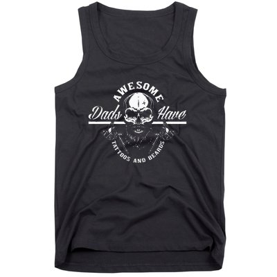 Awesome Dads Have Tattoos And Beards Funny Father Dad Tank Top