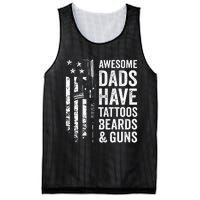 Awesome Dads Have Tattoos Beards & Guns Fathers Day Gun Mesh Reversible Basketball Jersey Tank