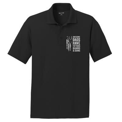 Awesome Dads Have Tattoos Beards & Guns Fathers Day Gun PosiCharge RacerMesh Polo