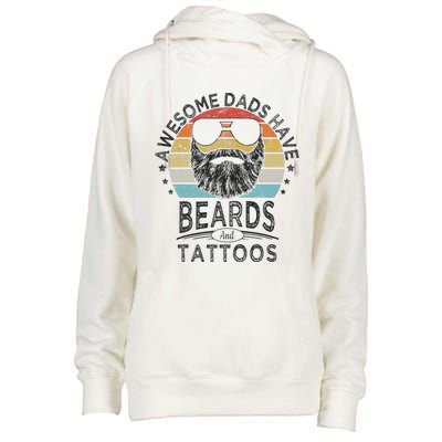 Awesome Dads Have Beards And Tattoos Funny Bearded Dad Womens Funnel Neck Pullover Hood