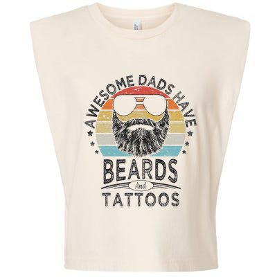 Awesome Dads Have Beards And Tattoos Funny Bearded Dad Garment-Dyed Women's Muscle Tee