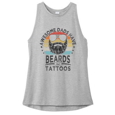 Awesome Dads Have Beards And Tattoos Funny Bearded Dad Ladies PosiCharge Tri-Blend Wicking Tank