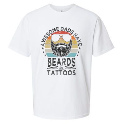 Awesome Dads Have Beards And Tattoos Funny Bearded Dad Sueded Cloud Jersey T-Shirt