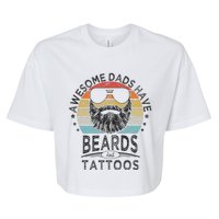 Awesome Dads Have Beards And Tattoos Funny Bearded Dad Bella+Canvas Jersey Crop Tee