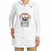 Awesome Dads Have Beards And Tattoos Funny Bearded Dad Full-Length Apron With Pockets