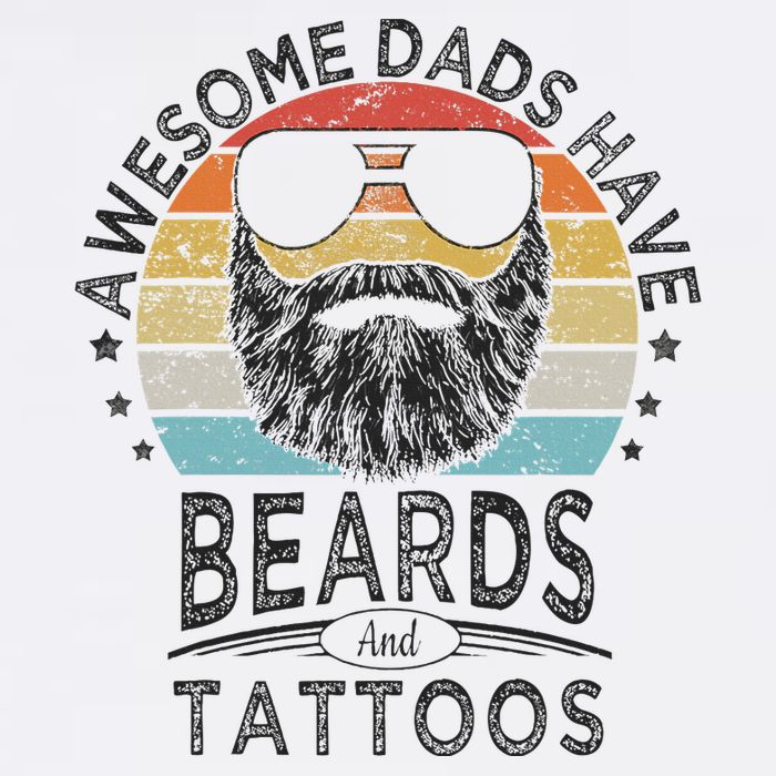 Awesome Dads Have Beards And Tattoos Funny Bearded Dad Full-Length Apron With Pockets