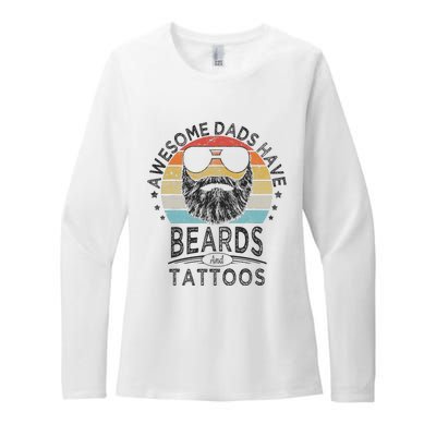 Awesome Dads Have Beards And Tattoos Funny Bearded Dad Womens CVC Long Sleeve Shirt