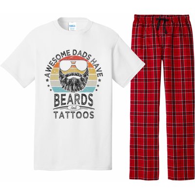 Awesome Dads Have Beards And Tattoos Funny Bearded Dad Pajama Set