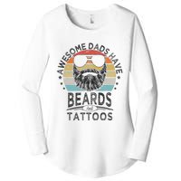 Awesome Dads Have Beards And Tattoos Funny Bearded Dad Women's Perfect Tri Tunic Long Sleeve Shirt