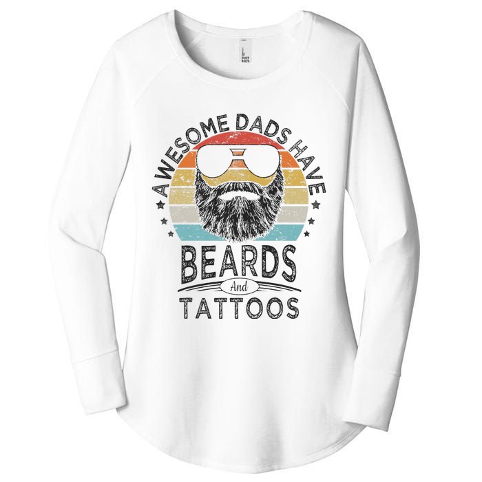 Awesome Dads Have Beards And Tattoos Funny Bearded Dad Women's Perfect Tri Tunic Long Sleeve Shirt