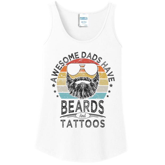 Awesome Dads Have Beards And Tattoos Funny Bearded Dad Ladies Essential Tank