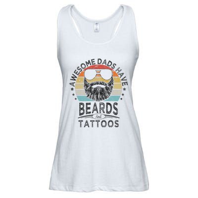 Awesome Dads Have Beards And Tattoos Funny Bearded Dad Ladies Essential Flowy Tank