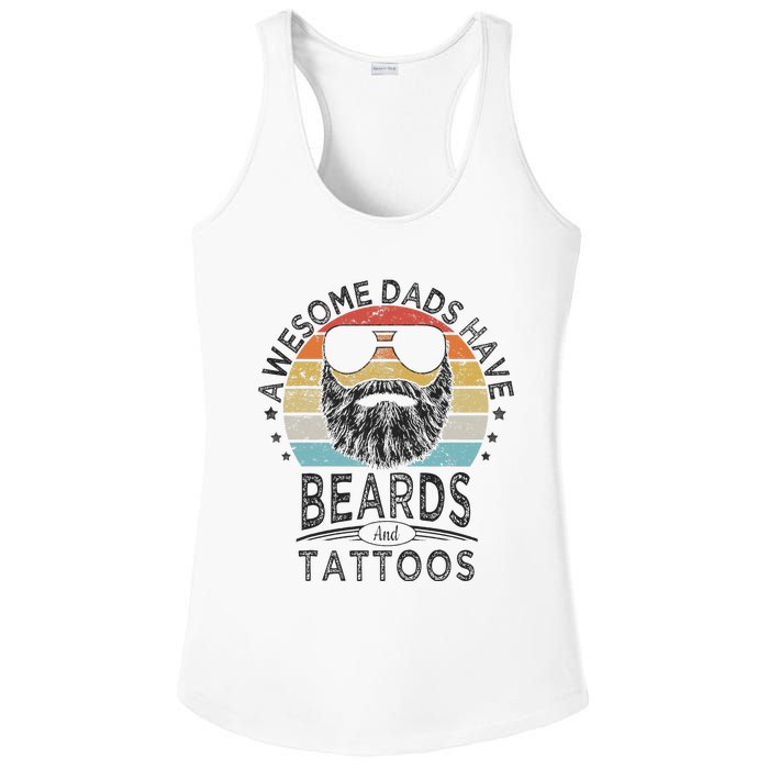 Awesome Dads Have Beards And Tattoos Funny Bearded Dad Ladies PosiCharge Competitor Racerback Tank