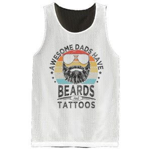 Awesome Dads Have Beards And Tattoos Funny Bearded Dad Mesh Reversible Basketball Jersey Tank