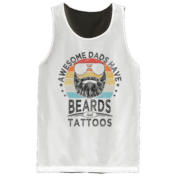 Awesome Dads Have Beards And Tattoos Funny Bearded Dad Mesh Reversible Basketball Jersey Tank