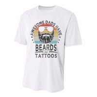 Awesome Dads Have Beards And Tattoos Funny Bearded Dad Performance Sprint T-Shirt