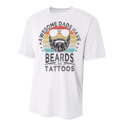 Awesome Dads Have Beards And Tattoos Funny Bearded Dad Performance Sprint T-Shirt