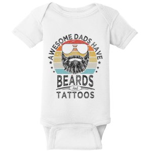 Awesome Dads Have Beards And Tattoos Funny Bearded Dad Baby Bodysuit