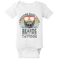 Awesome Dads Have Beards And Tattoos Funny Bearded Dad Baby Bodysuit