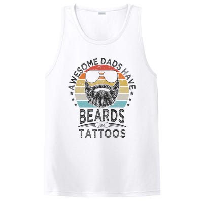 Awesome Dads Have Beards And Tattoos Funny Bearded Dad PosiCharge Competitor Tank