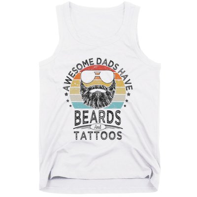 Awesome Dads Have Beards And Tattoos Funny Bearded Dad Tank Top