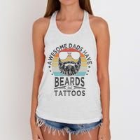 Awesome Dads Have Beards And Tattoos Funny Bearded Dad Women's Knotted Racerback Tank