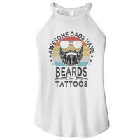 Awesome Dads Have Beards And Tattoos Funny Bearded Dad Women's Perfect Tri Rocker Tank