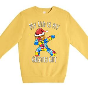 Autistic Dabbing Happy Gingerbread Mom Autism Awareness Gift Premium Crewneck Sweatshirt