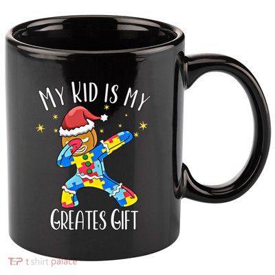 Autistic Dabbing Happy Gingerbread Mom Autism Awareness Gift 11oz C Handle Ceramic Mug
