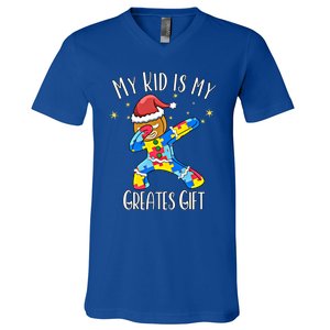 Autistic Dabbing Happy Gingerbread Mom Autism Awareness Gift V-Neck T-Shirt