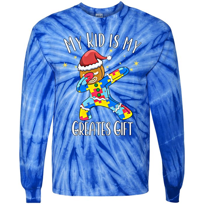 Autistic Dabbing Happy Gingerbread Mom Autism Awareness Gift Tie-Dye Long Sleeve Shirt