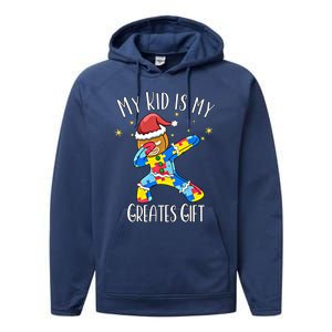 Autistic Dabbing Happy Gingerbread Mom Autism Awareness Gift Performance Fleece Hoodie