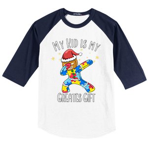 Autistic Dabbing Happy Gingerbread Mom Autism Awareness Gift Baseball Sleeve Shirt