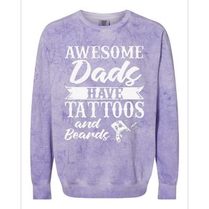 Awesome Dads Have Tattoos And Beards Father Fathers Day Colorblast Crewneck Sweatshirt