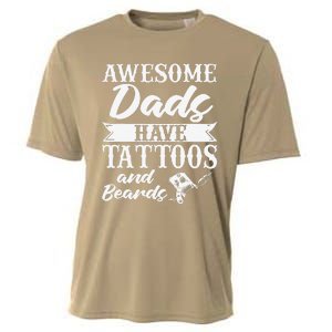 Awesome Dads Have Tattoos And Beards Father Fathers Day Cooling Performance Crew T-Shirt