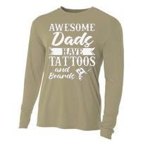 Awesome Dads Have Tattoos And Beards Father Fathers Day Cooling Performance Long Sleeve Crew