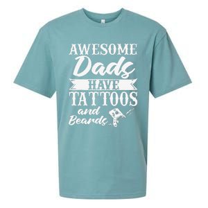 Awesome Dads Have Tattoos And Beards Father Fathers Day Sueded Cloud Jersey T-Shirt