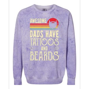 Awesome Dads Have Tattoos And Beards Funny Father Day Colorblast Crewneck Sweatshirt