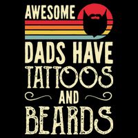 Awesome Dads Have Tattoos And Beards Funny Father Day Drawstring Bag