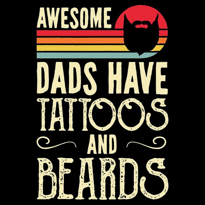 Awesome Dads Have Tattoos And Beards Funny Father Day Drawstring Bag