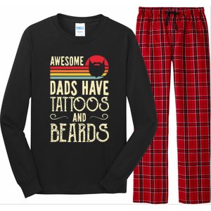 Awesome Dads Have Tattoos And Beards Funny Father Day Long Sleeve Pajama Set