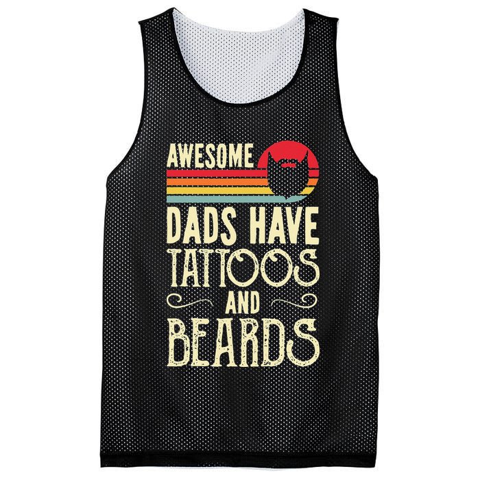 Awesome Dads Have Tattoos And Beards Funny Father Day Mesh Reversible Basketball Jersey Tank