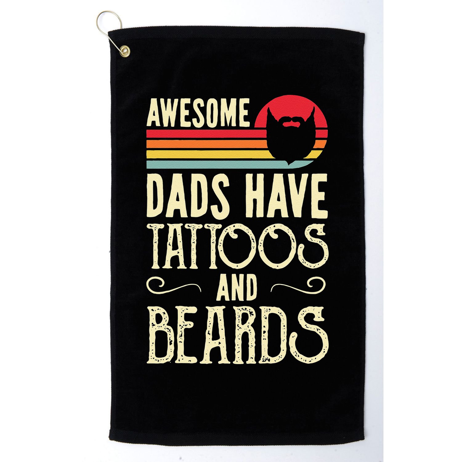 Awesome Dads Have Tattoos And Beards Funny Father Day Golf Towel