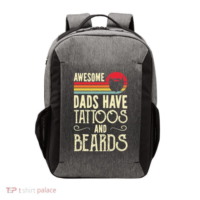 Awesome Dads Have Tattoos And Beards Funny Father Day Vector Backpack