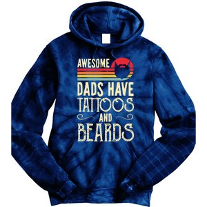 Awesome Dads Have Tattoos And Beards Funny Father Day Tie Dye Hoodie